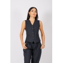 KOLSUZ ÇİZGİ DETAYLI YÜN YELEK MUSE FOR ALL